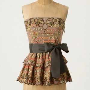 Anthropologie Floreat strapless peplum top